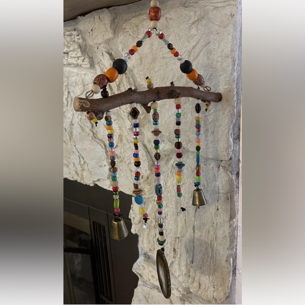 Colorful Beaded Wall Hanging with Bells